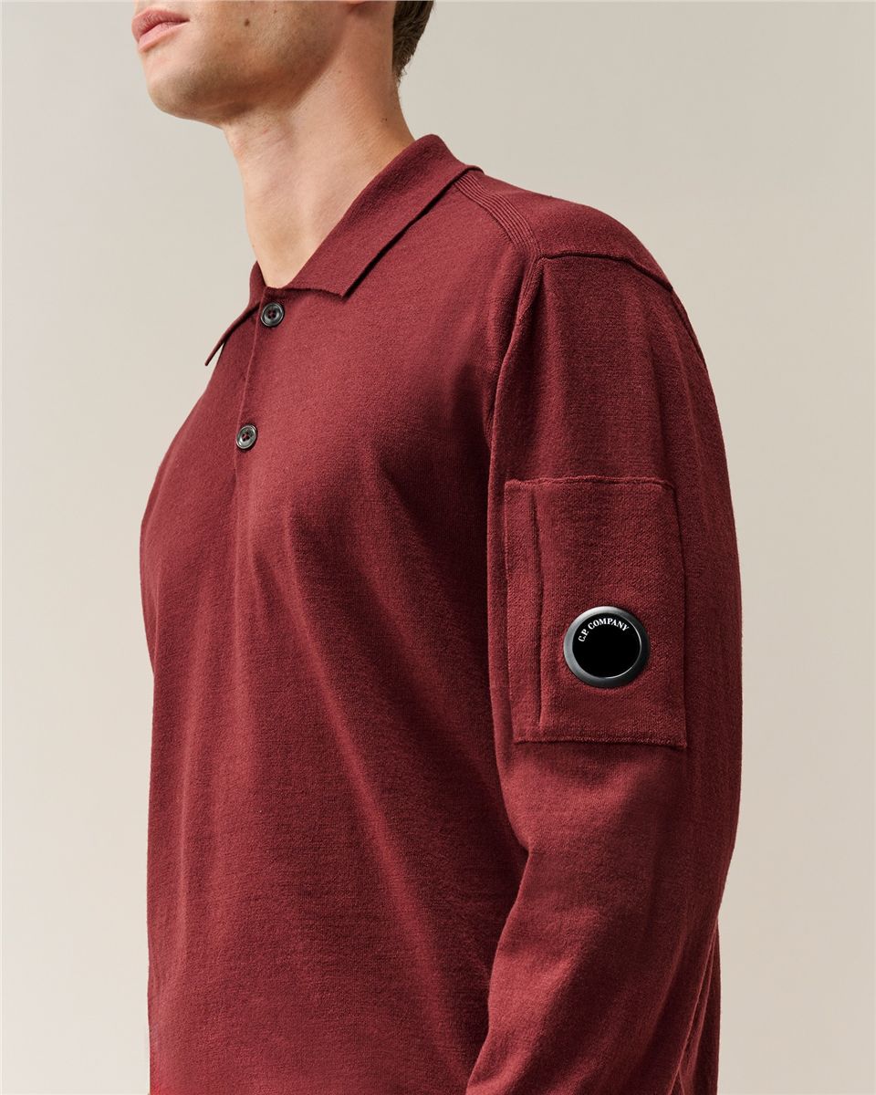 Extrafine merino wool lens polo sweater-C.P. COMPANY-Verso