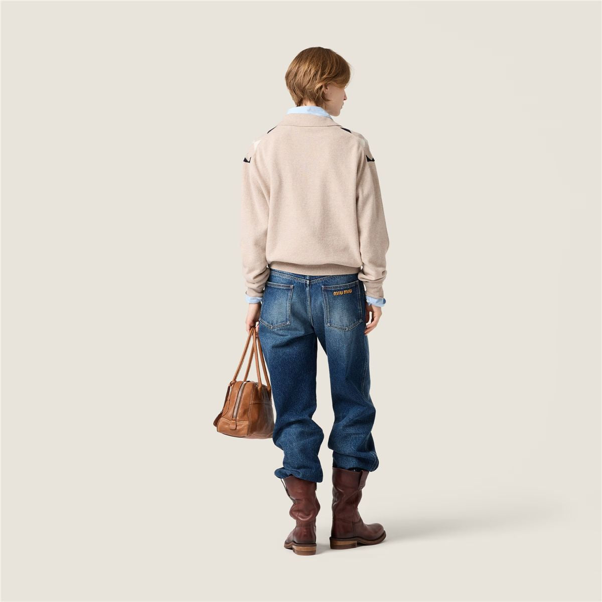 Cashmere polo sweater-MIU MIU-Verso
