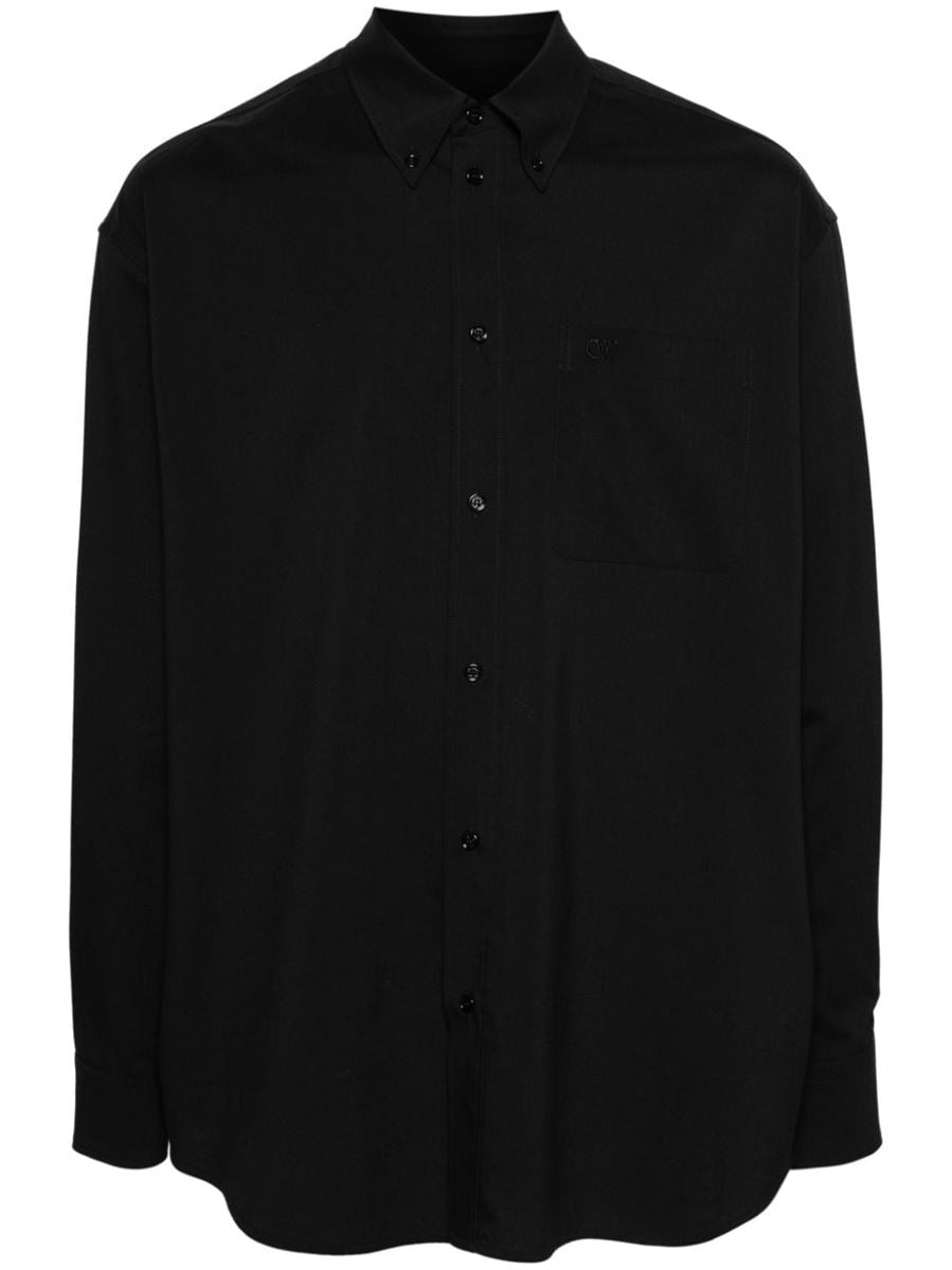 MONOGRAM-EMBROIDERED COTTON SHIRT OFF-WHITE