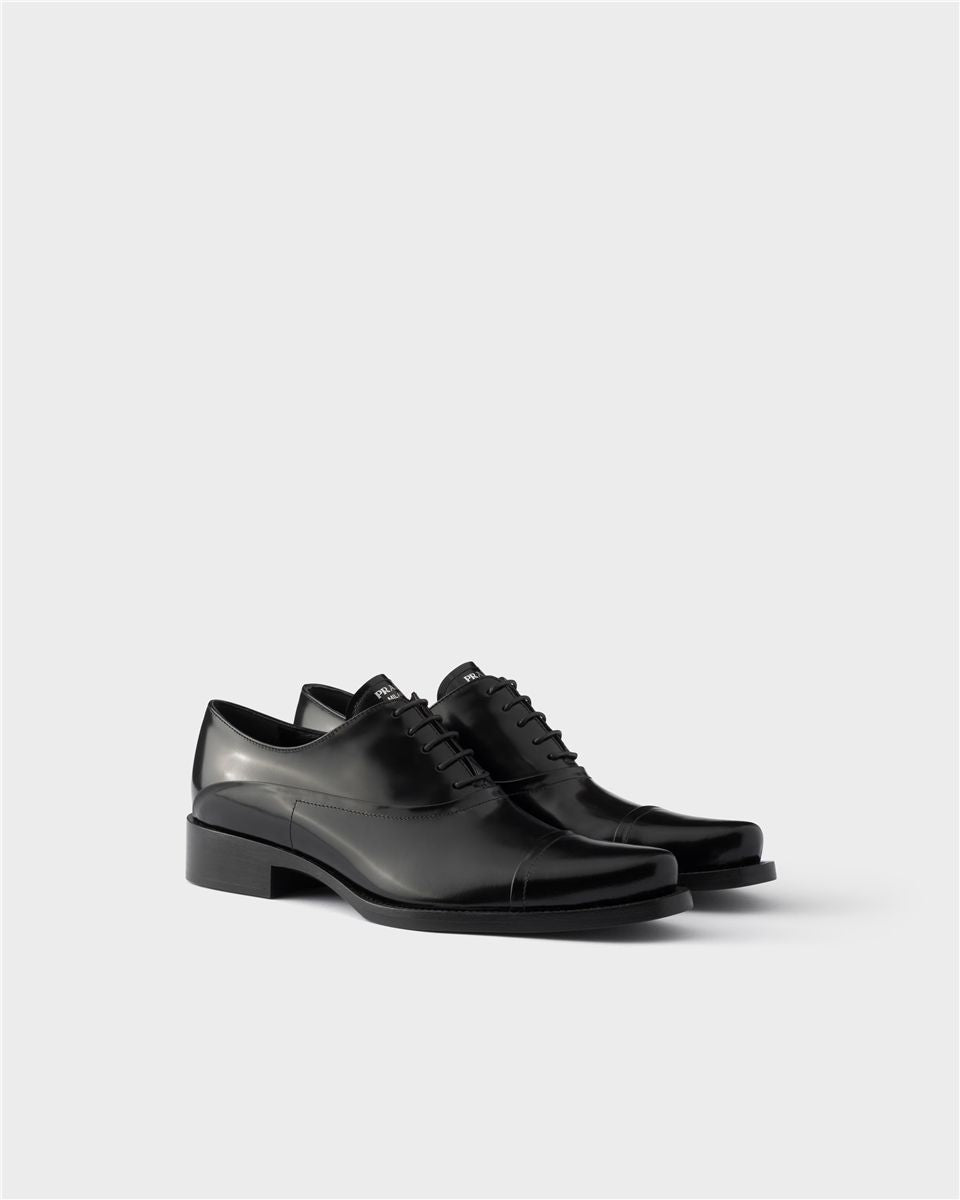 Brushed leather lace-up shoes-PRADA-Verso