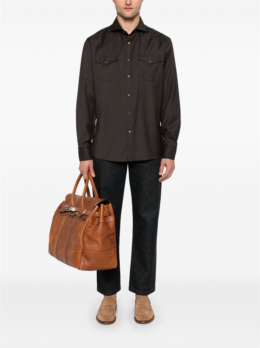 VIRGIN WOOL SHIRT -  BRUNELLO CUCINELLI -  Verso