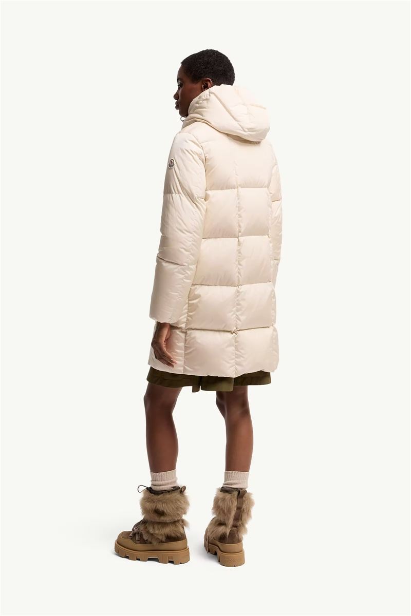 Litte square-quilted hooded long down jacket-MONCLER-Verso