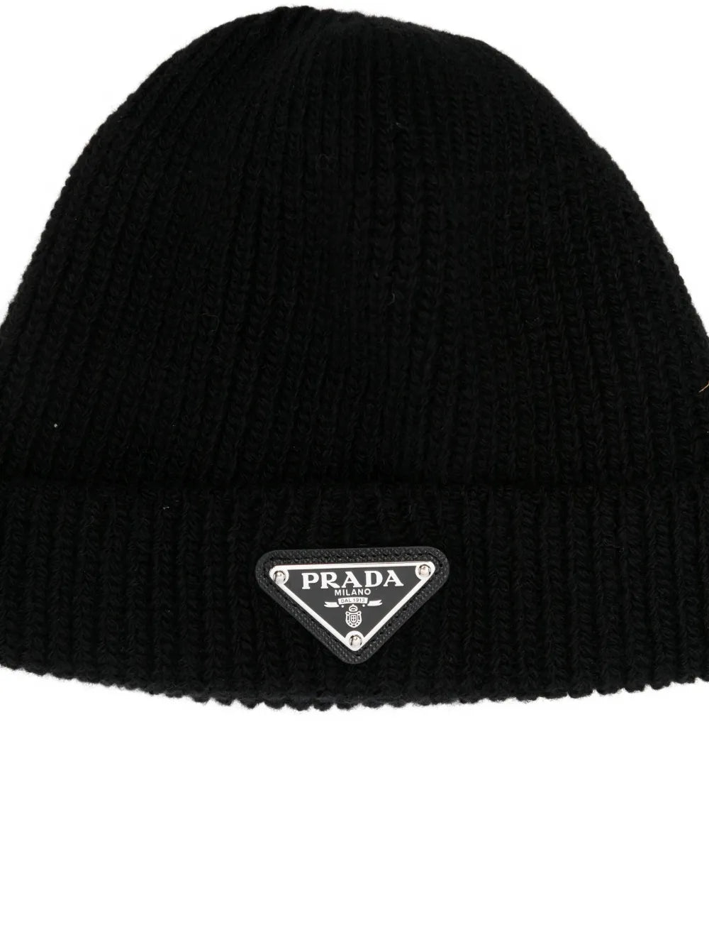 Ribbed logo-plaque beanie
