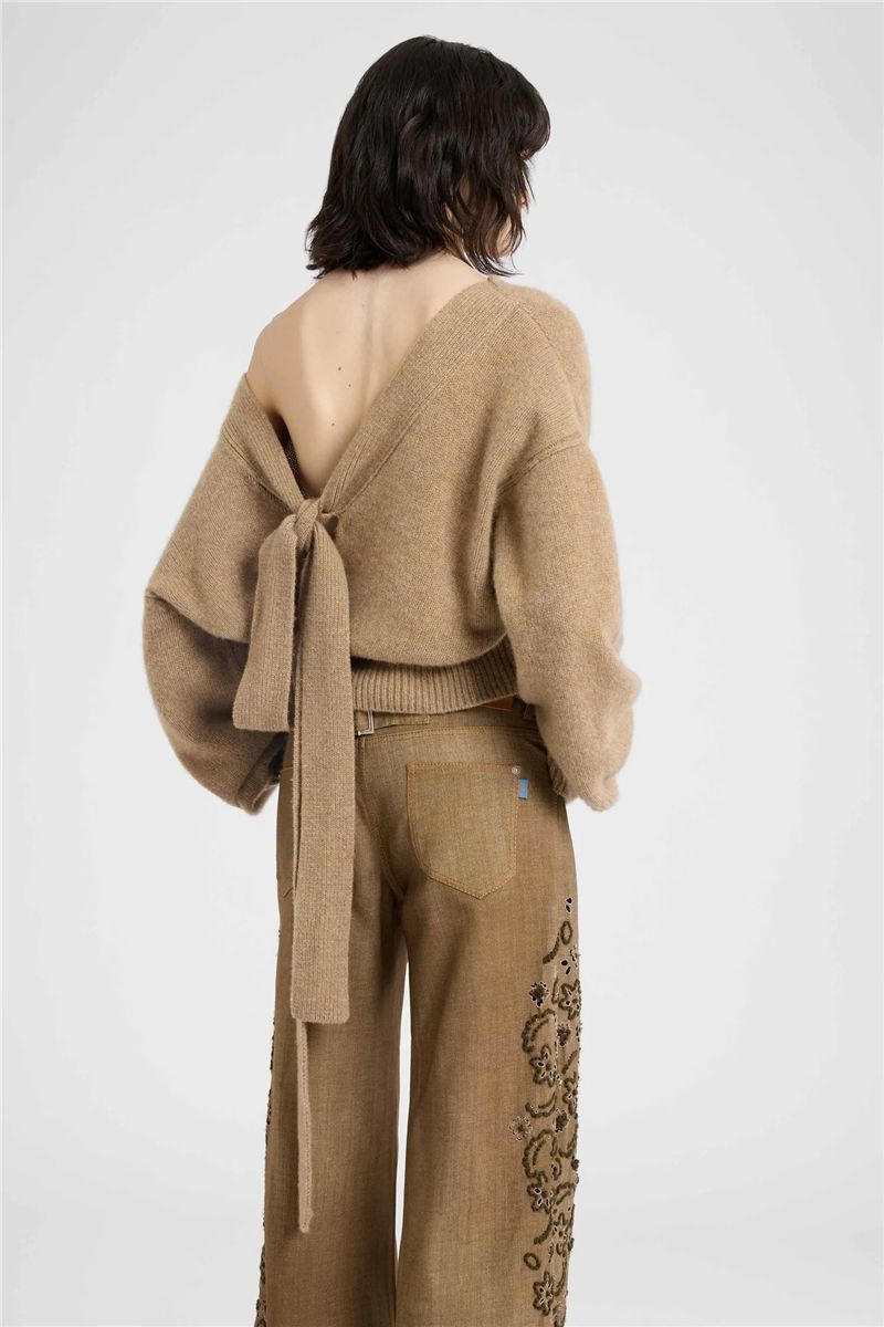 Pure cashmere sweater with back bow detail-ERMANNO SCERVINO-Verso