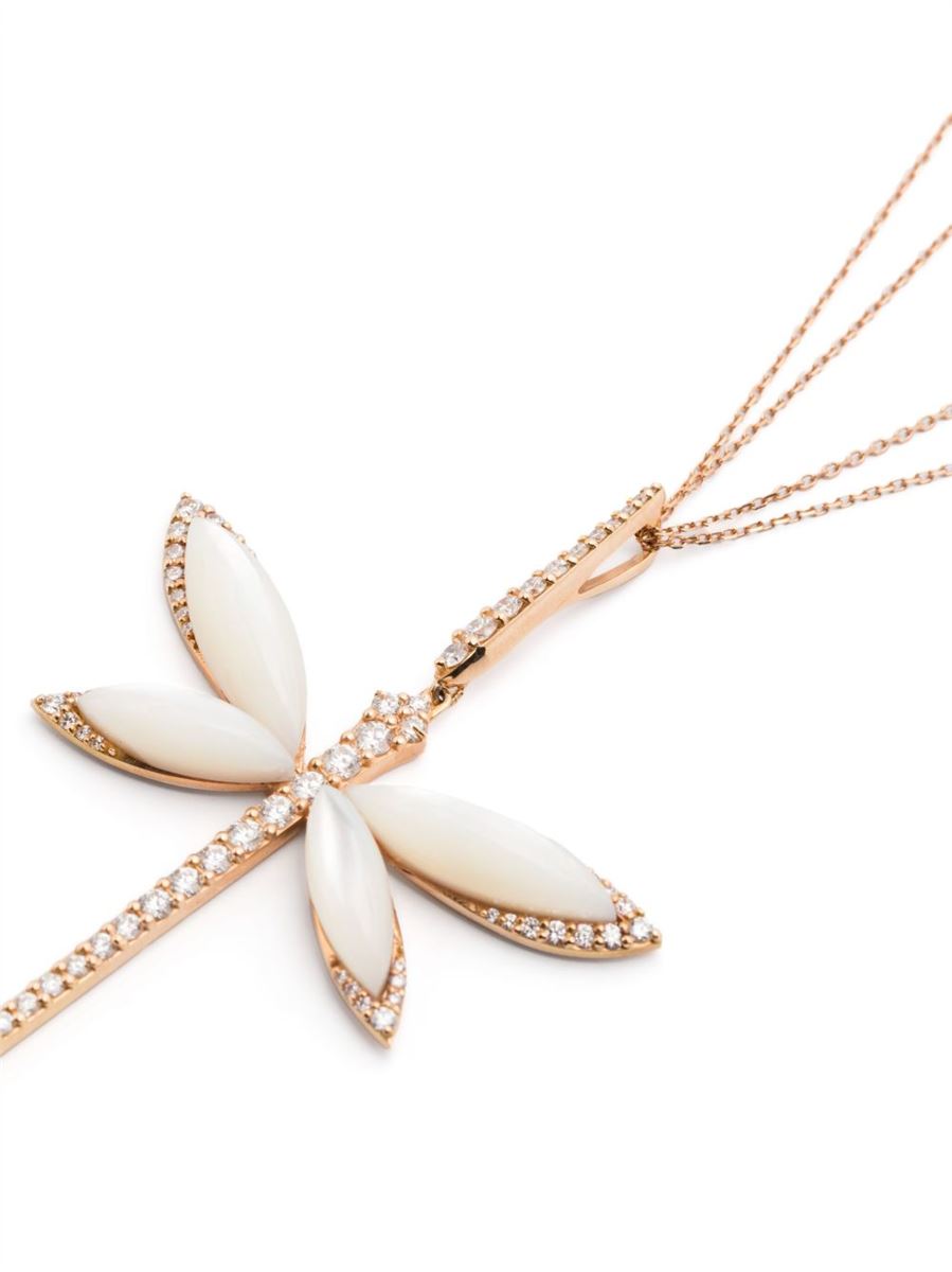 18KT ROSE GOLD SMALL DRAGONFLY DIAMOND NECKLACE - ANAPSARA - Verso