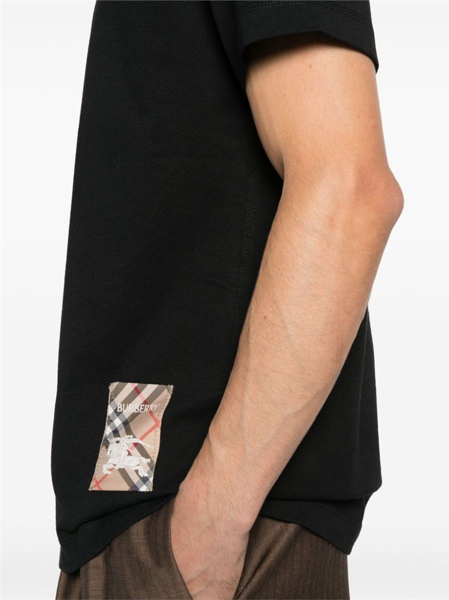 CHECK-LOGO PATCH COTTON T-SHIRT -  BURBERRY -  Verso