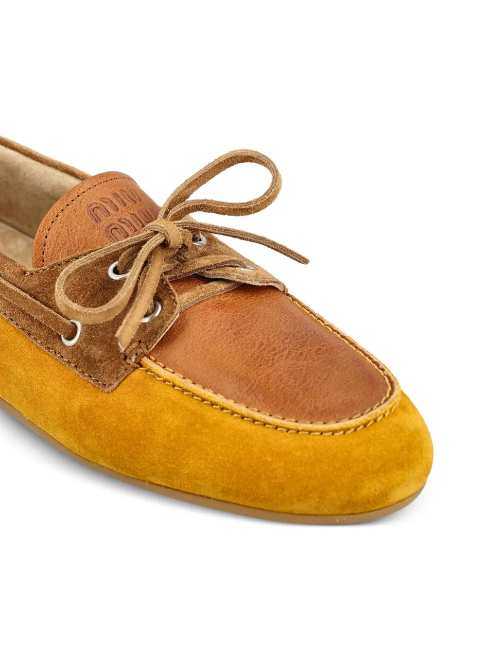 Faded bow leather loafers-MIU MIU-Verso
