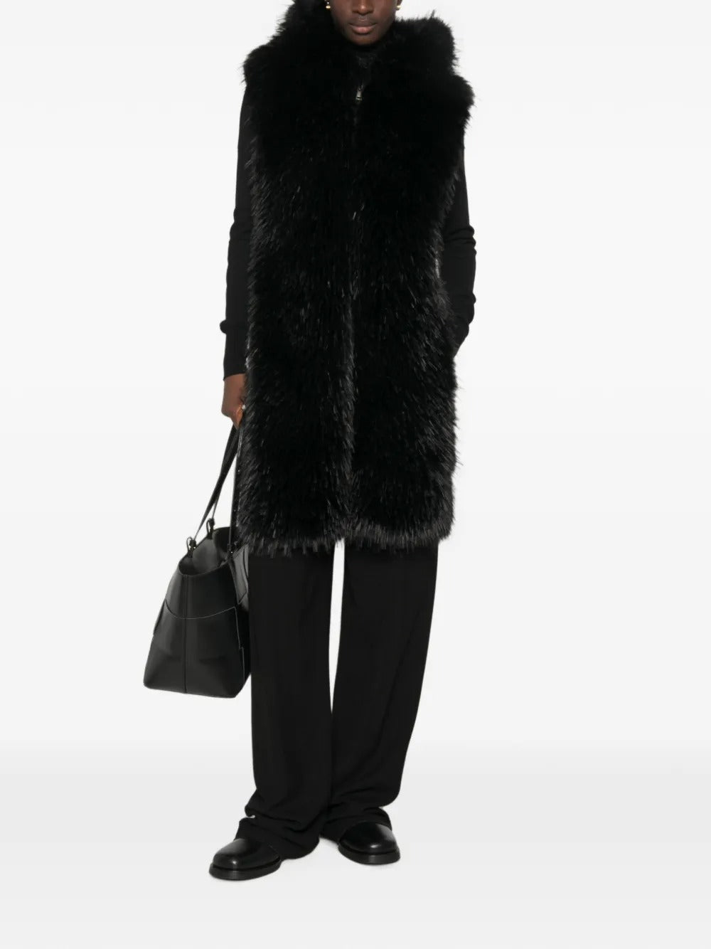 Faux-fur hooded gilet-MONCLER-Verso