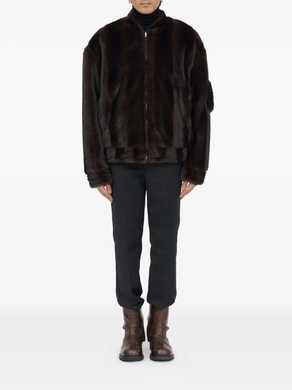 Faux-fur zip-front bomber jacket-MM6-Verso