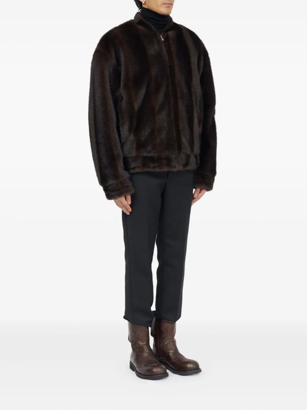 Faux-fur zip-front bomber jacket-MM6-Verso