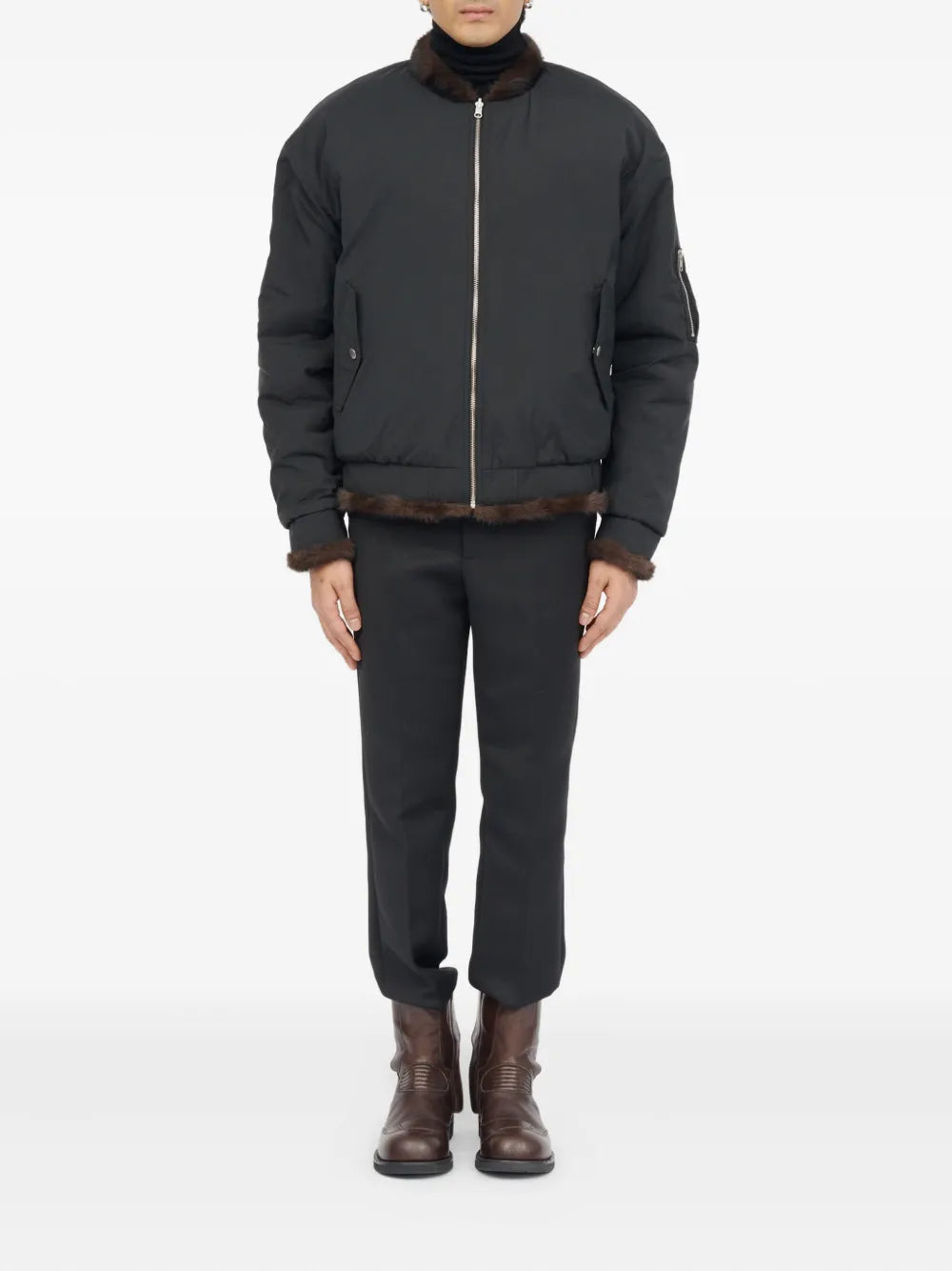 Faux-fur zip-front bomber jacket-MM6-Verso