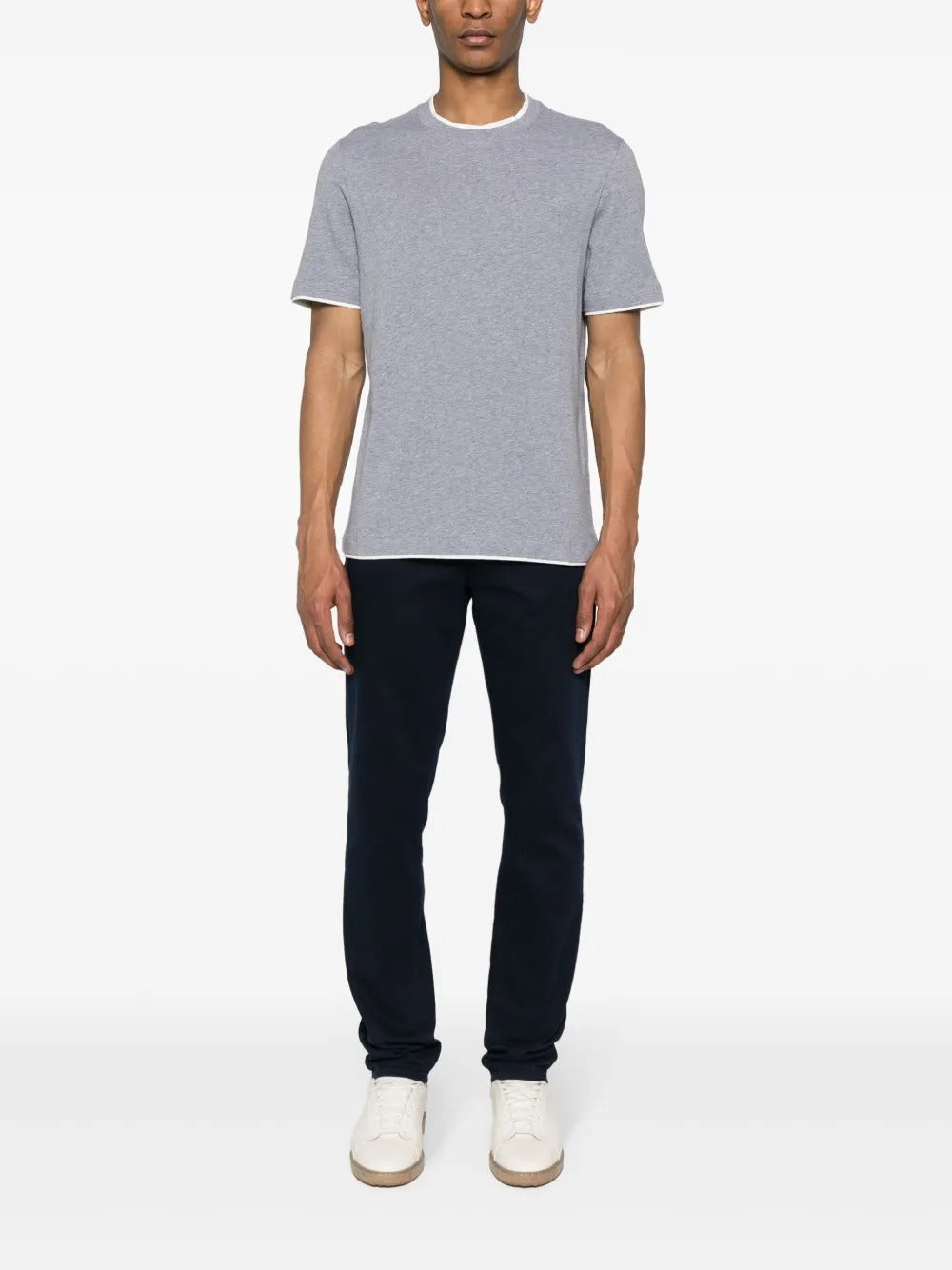 Faux-layered Cotton T-shirt-BRUNELLO CUCINELLI-Verso