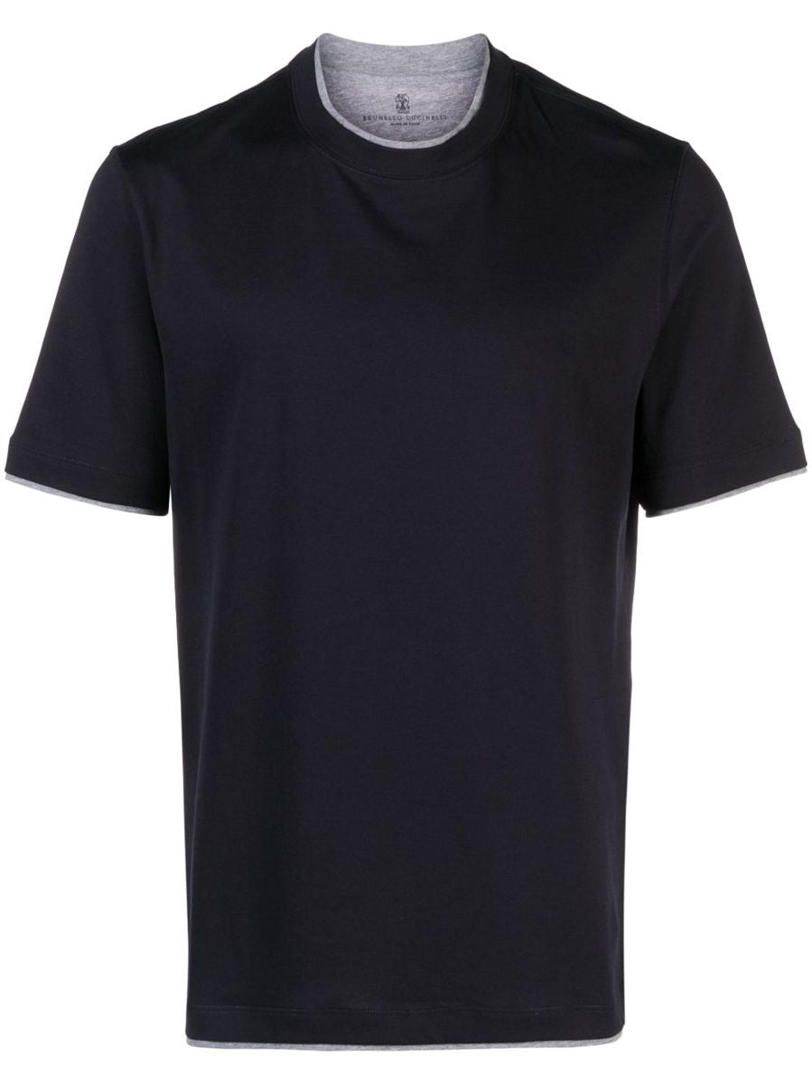 Faux-layered cotton t-shirt-BRUNELLO CUCINELLI-Verso