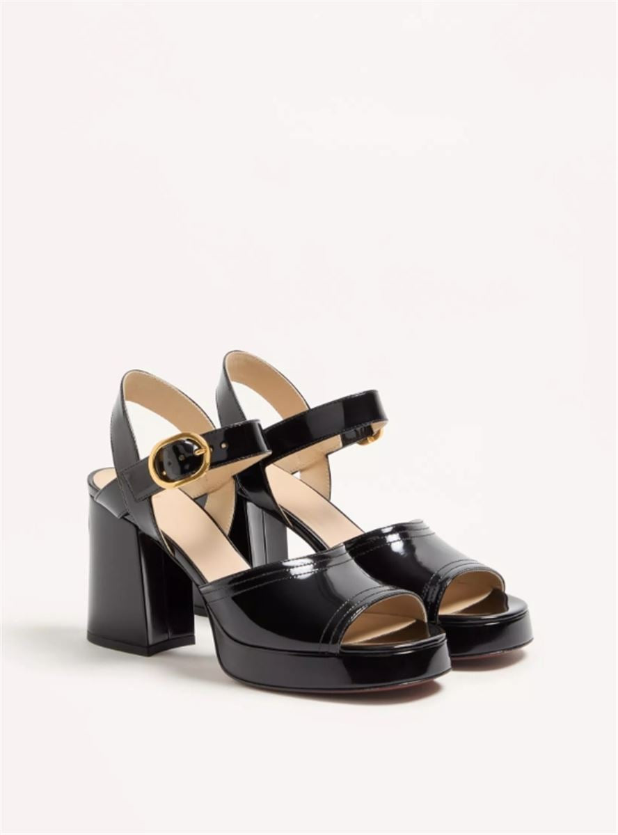 fawcette platform sandal in polished calfskin-VALENTINO-Verso