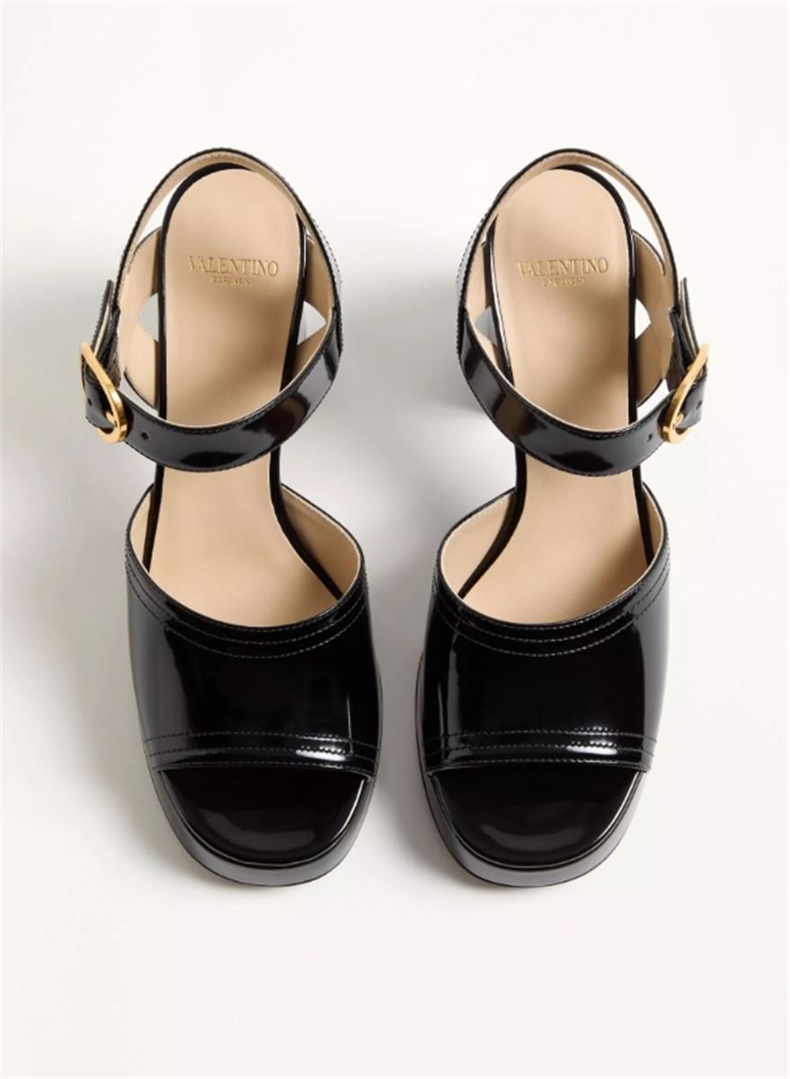 fawcette platform sandal in polished calfskin-VALENTINO-Verso