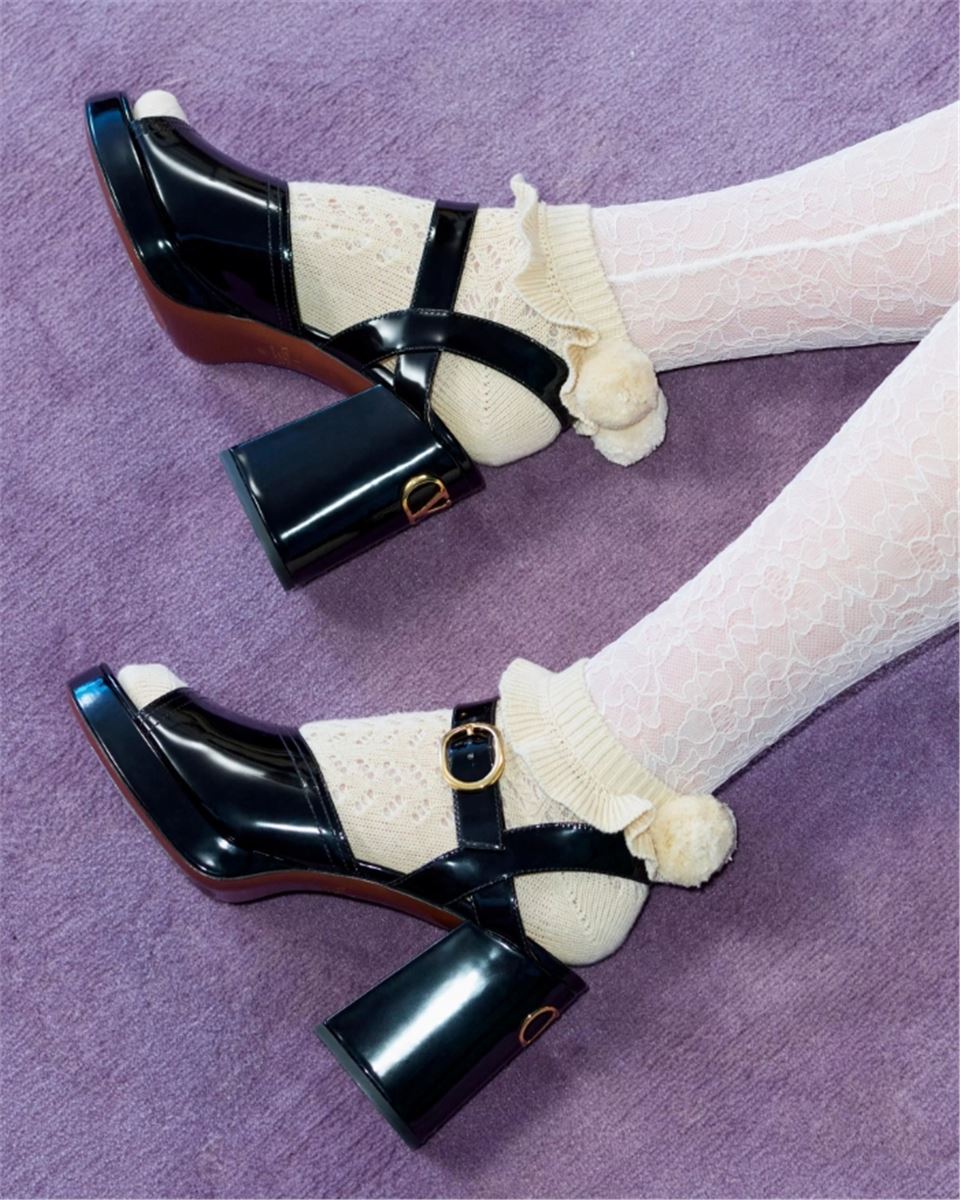 fawcette platform sandal in polished calfskin-VALENTINO-Verso