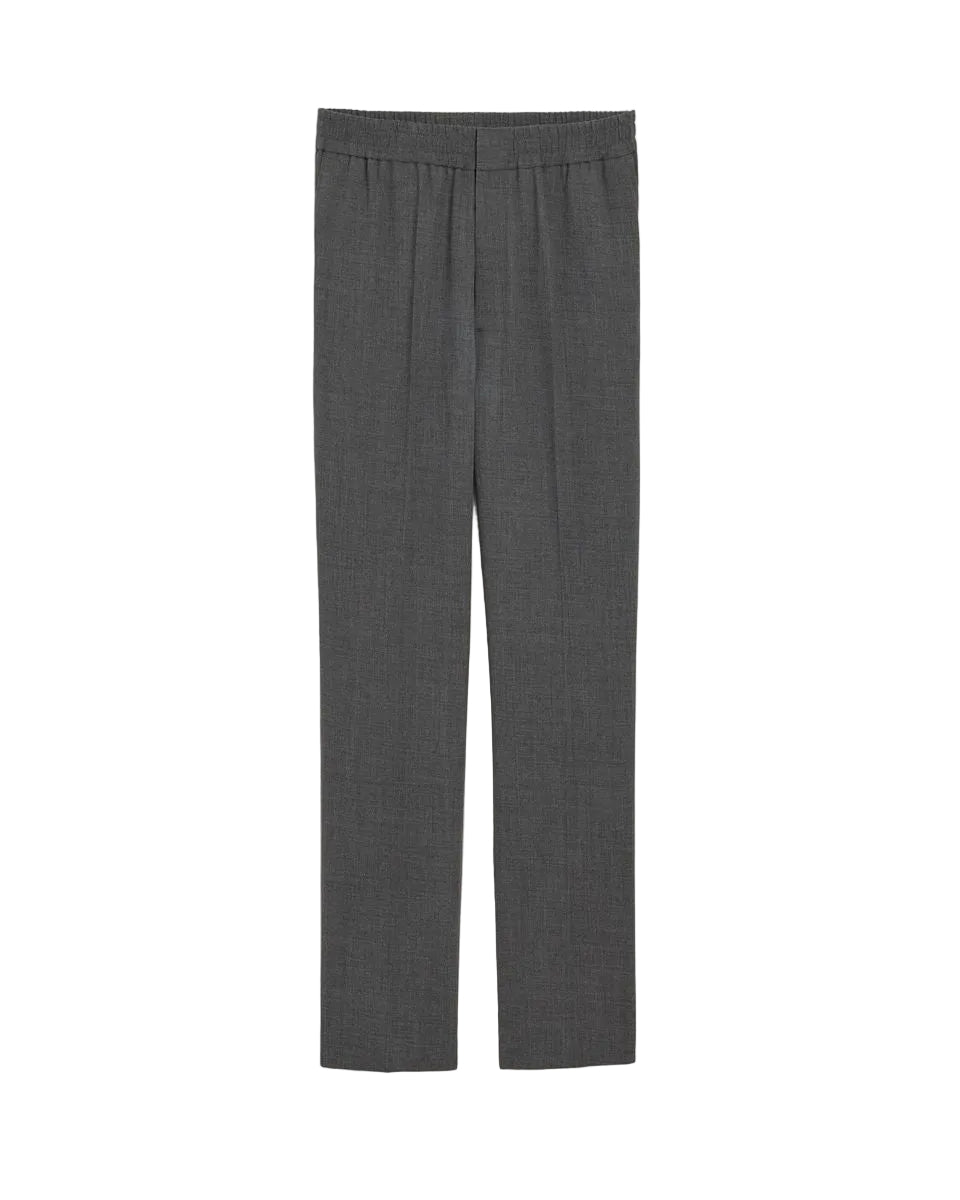 Grey elasticated-waist wool trousers