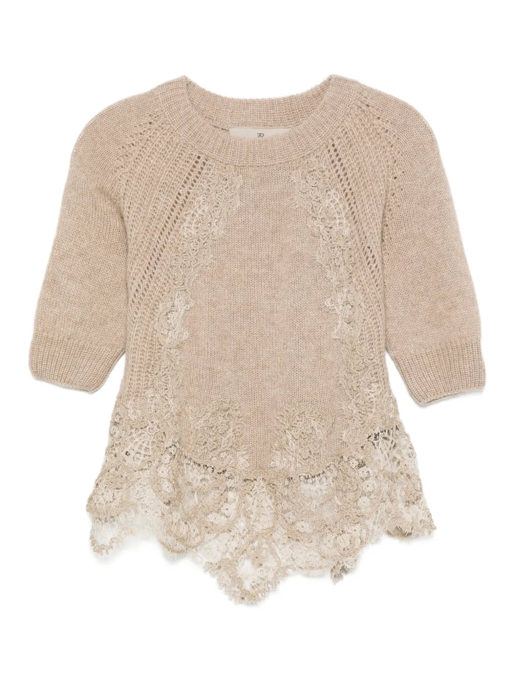 Lace-trimmed knit top