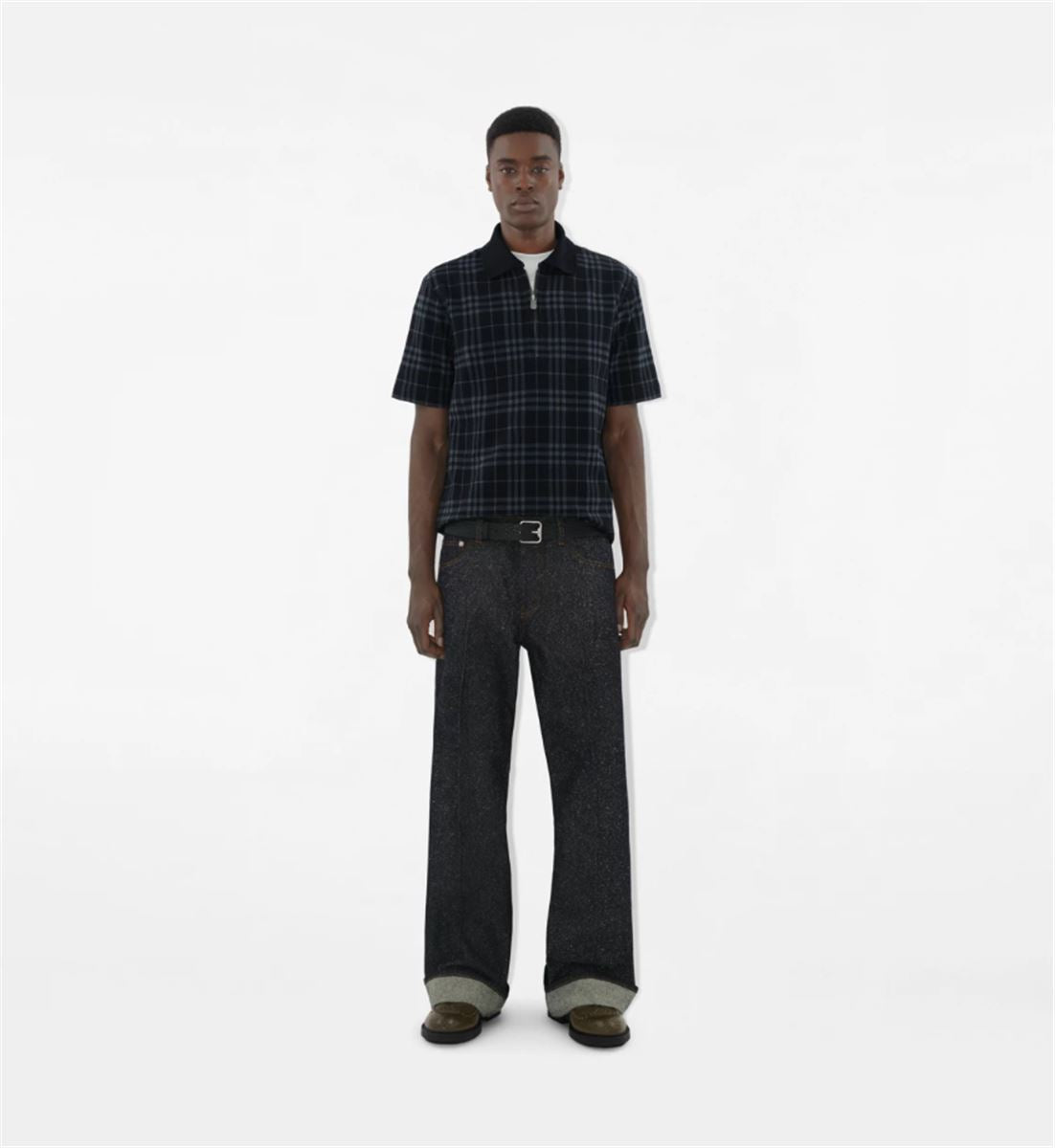 CHECK STRETCH COTTON BLEND POLO SHIRT -  BURBERRY -  Verso