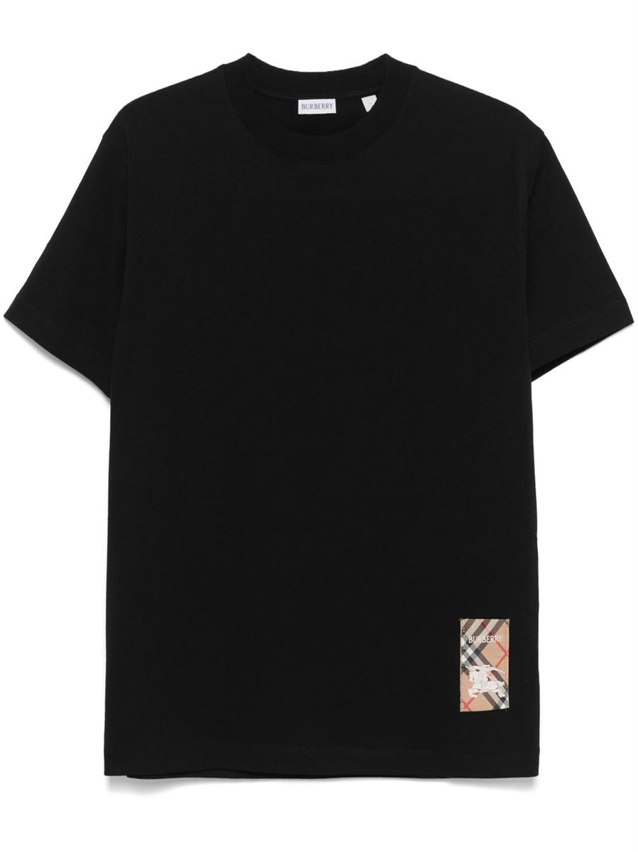 CHECK-LOGO PATCH COTTON T-SHIRT -  BURBERRY -  Verso