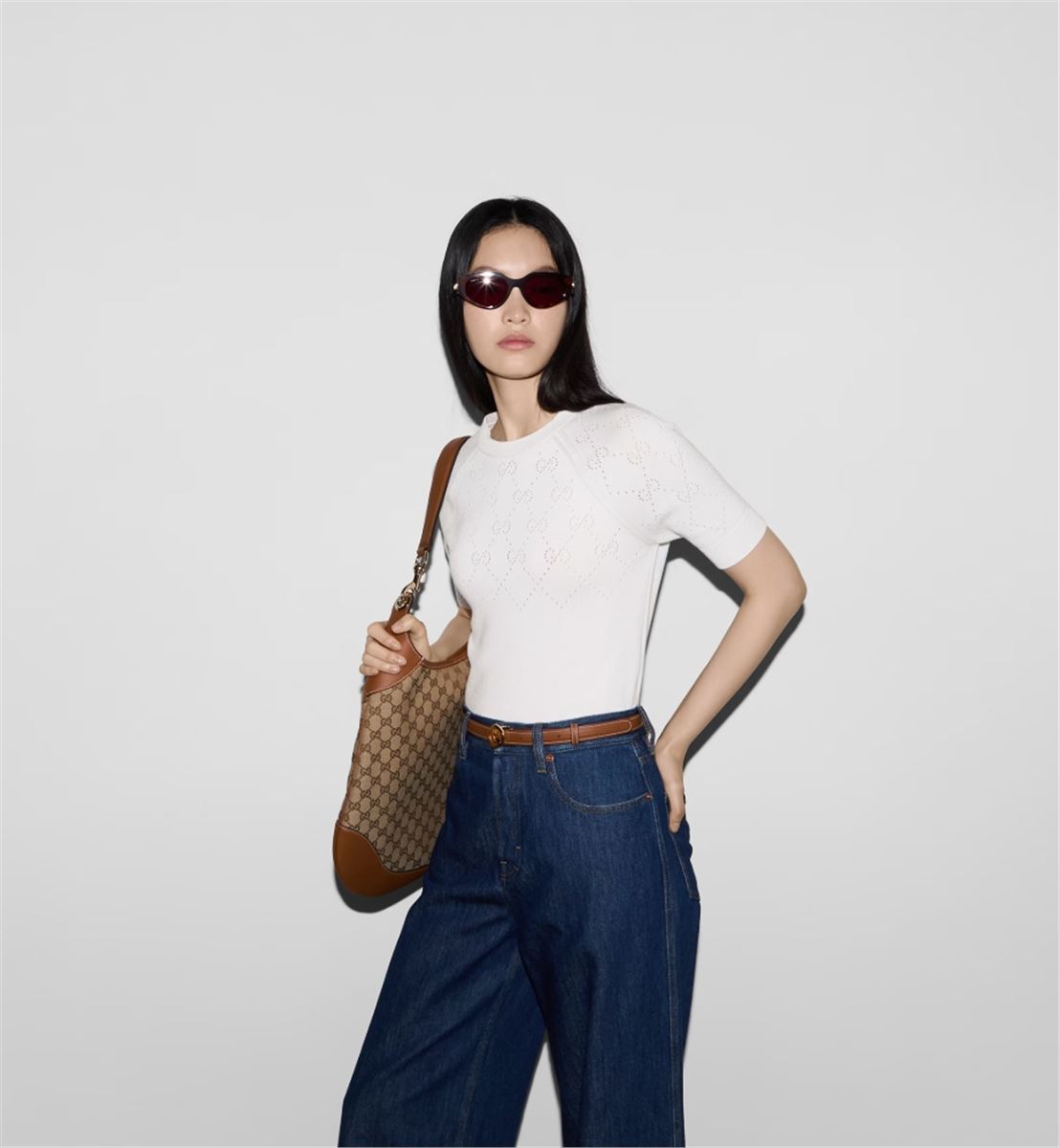 COTTON CREWNECK TOP - GUCCI - Verso