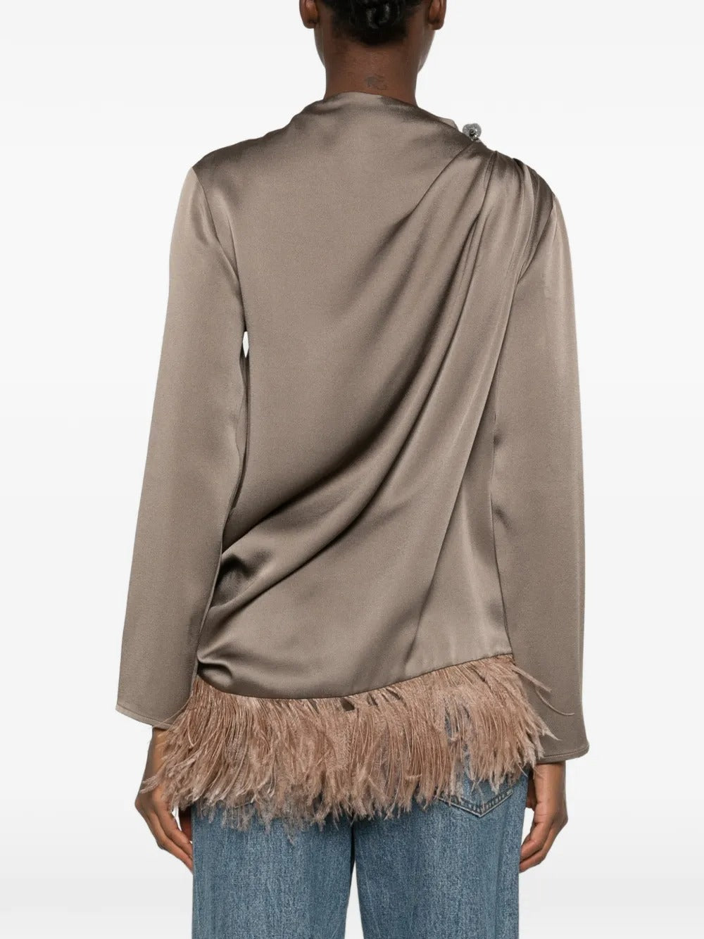 Feather-trim draped top-FABIANA FILIPPI-Verso