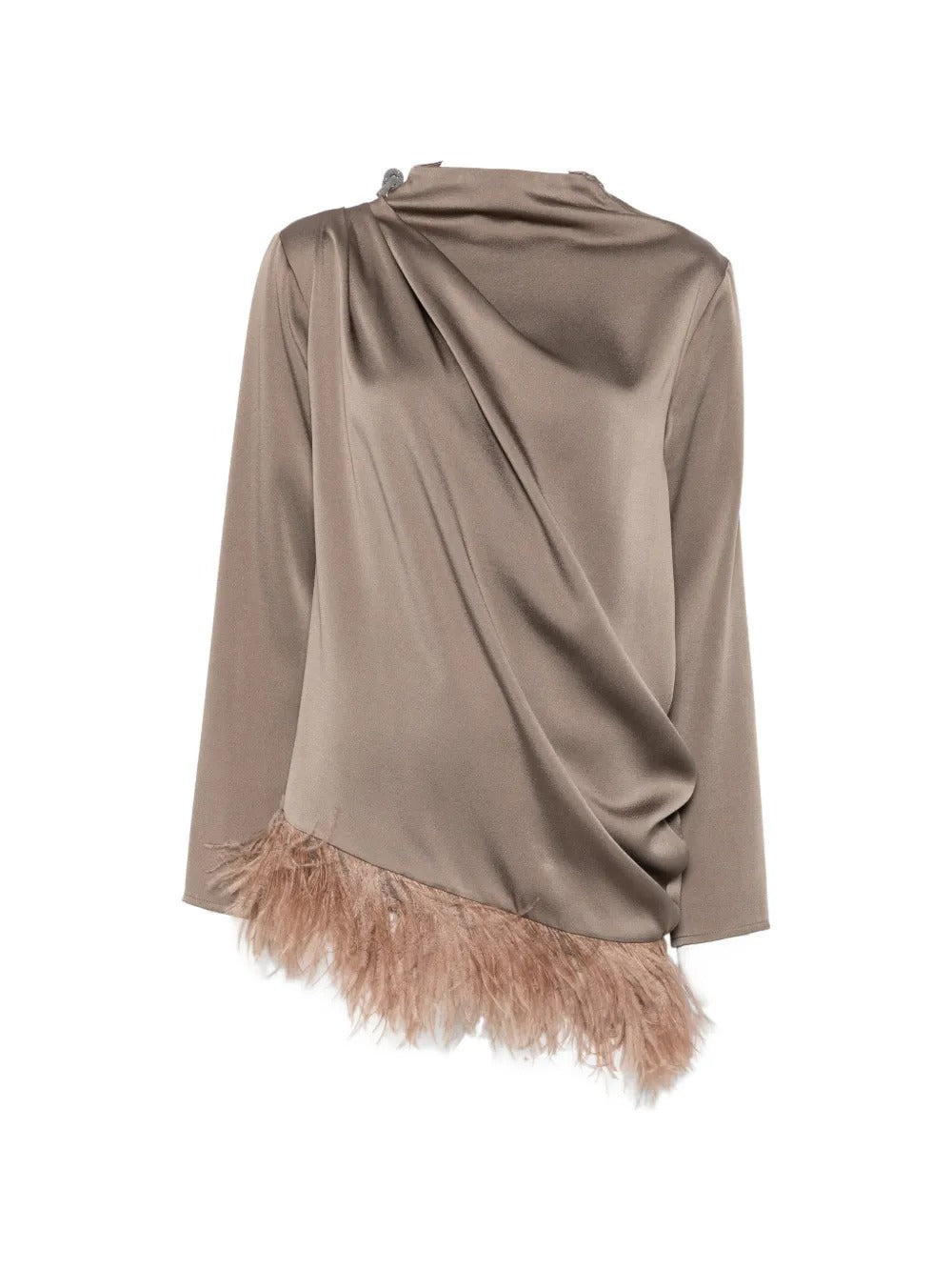 Feather-trim draped top-FABIANA FILIPPI-313550-40-Verso