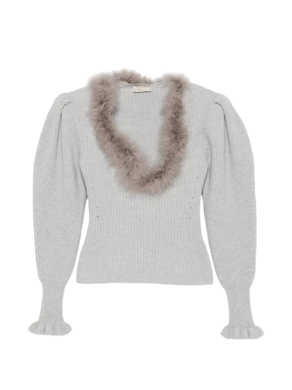 Feather-trim puff-sleeve sweater-BLUMARINE-Verso