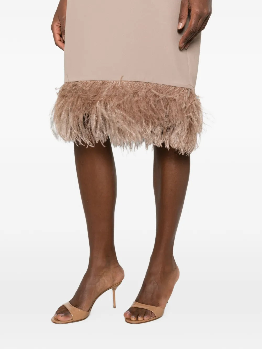 Feather-trim shift dress-FABIANA FILIPPI-Verso