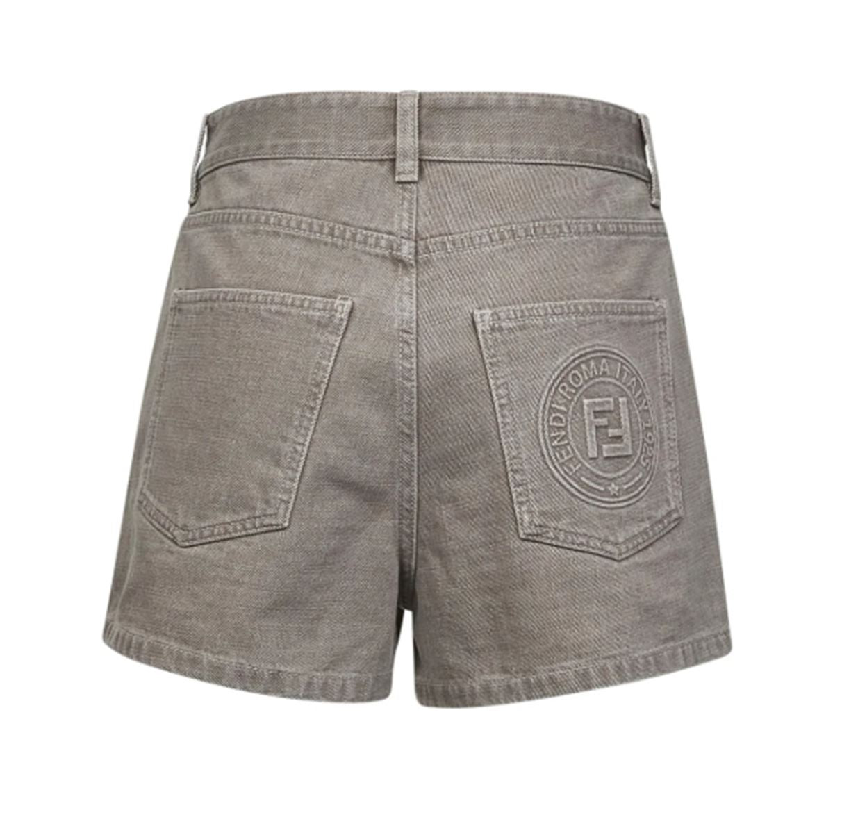 FENDI LOGO DETAILED DENIM SHORTS