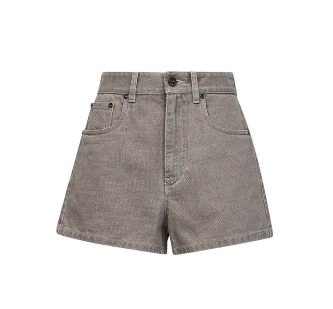 FENDI LOGO DETAILED DENIM SHORTS