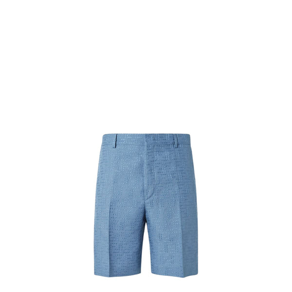 ハーフ・ショートパンツ Fendi Ff Jacquard Light Blue Linen Bermuda Shorts ff-jacquard-shorts-fendi-