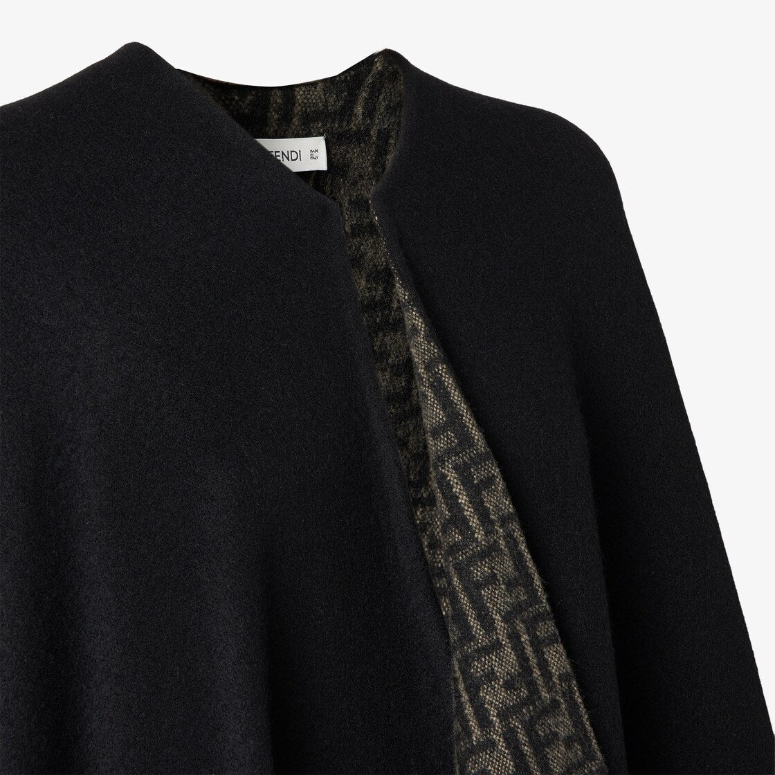 Ff zucca wool and cashmere poncho-FENDI-Verso