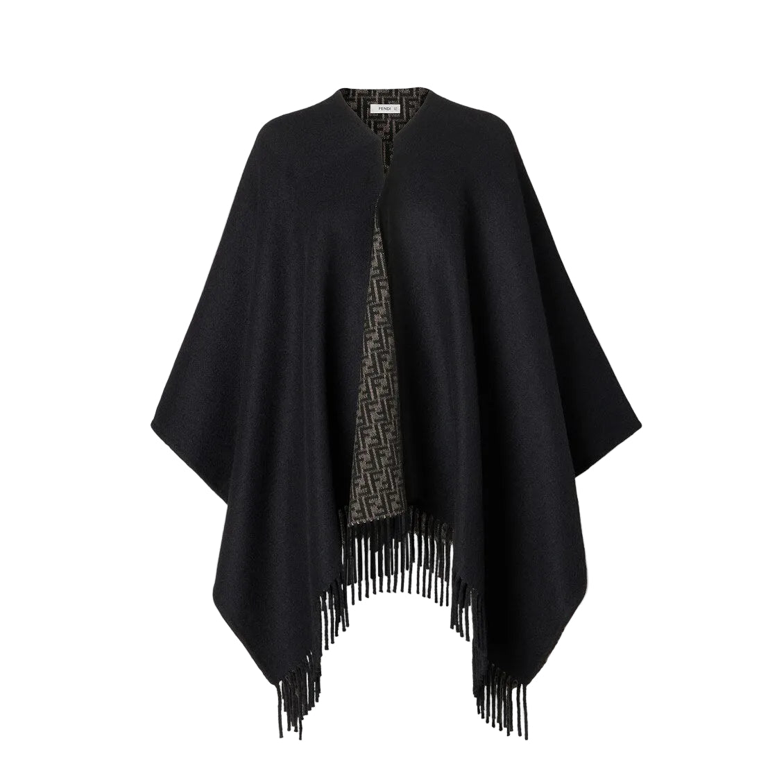 Ff zucca wool and cashmere poncho-FENDI-Verso