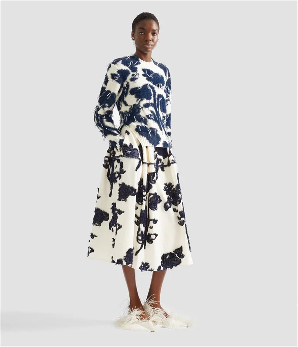 Fil coupe poplin midi full skirt-ERDEM-Verso