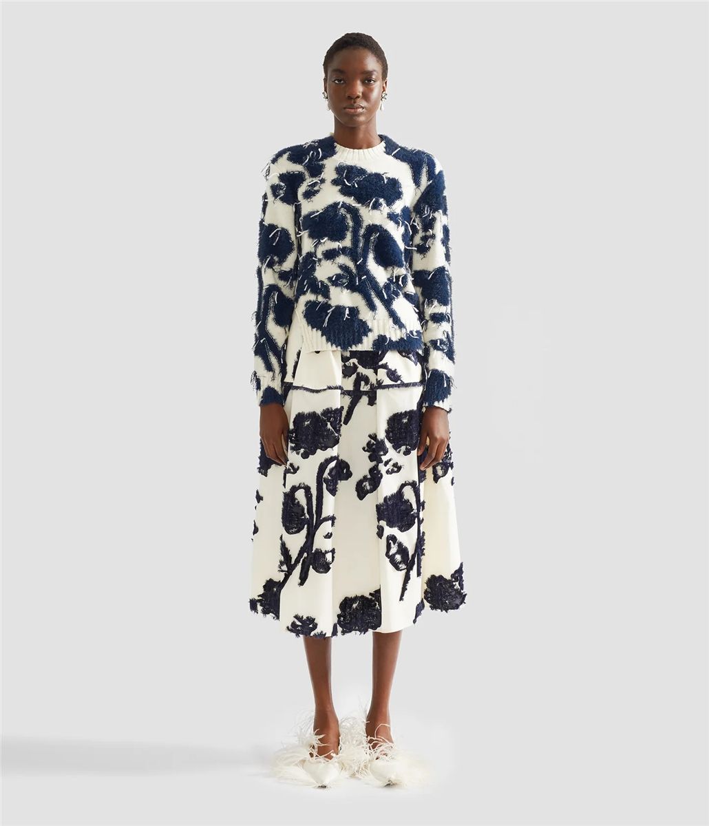 Fil coupe poplin midi full skirt-ERDEM-Verso
