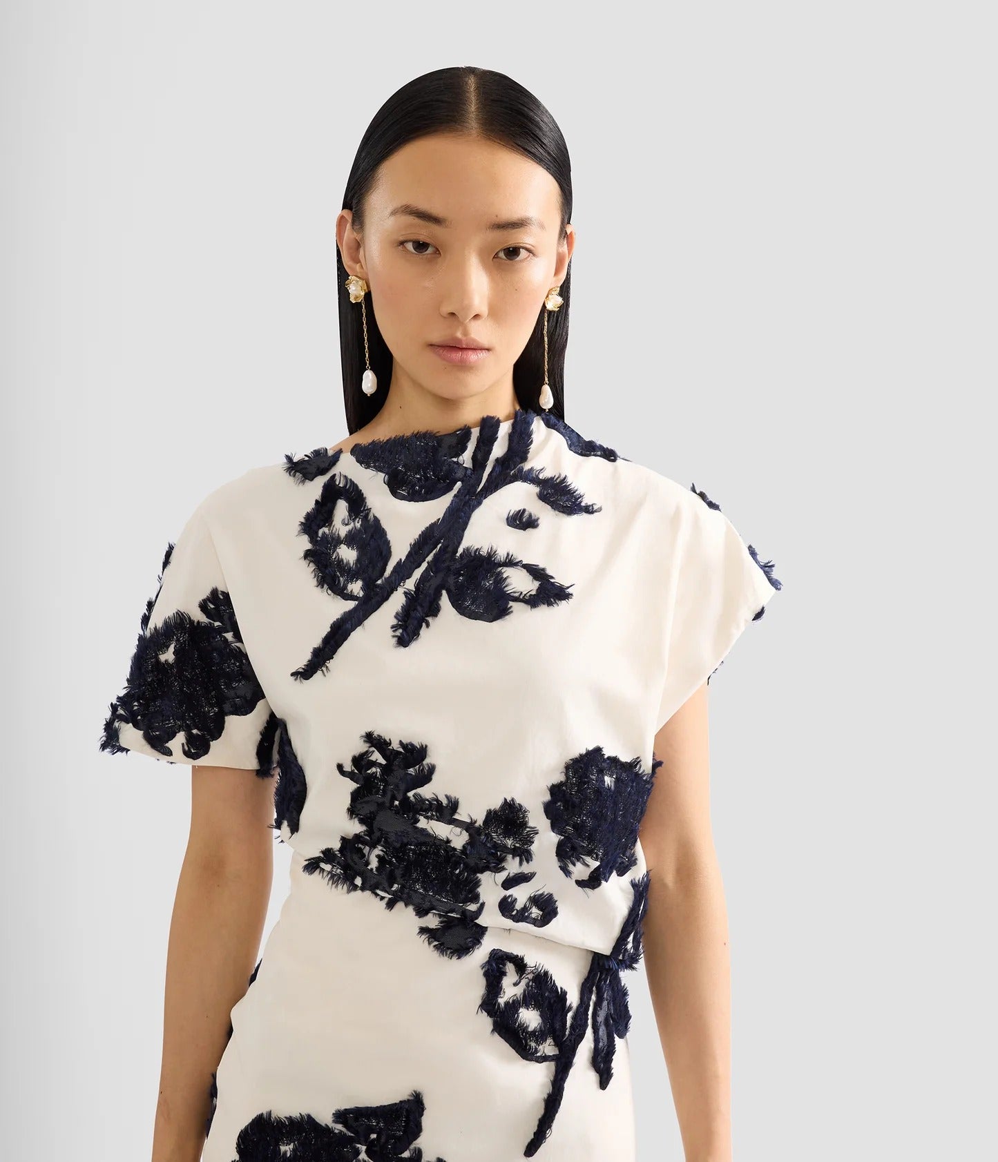 Fil coupe poplin short sleeve midi dress-ERDEM-Verso