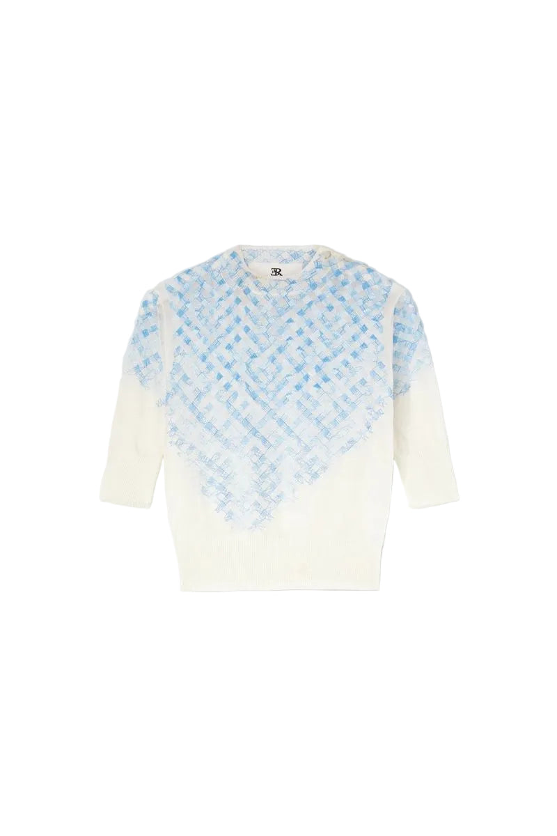 Filo di scozia cotton t-shirt with faded micro vichy embroidery-ERMANNO SCERVINO-Verso