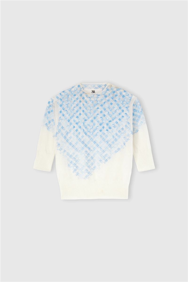 Filo di scozia cotton t-shirt with faded micro vichy embroidery-ERMANNO SCERVINO-Verso