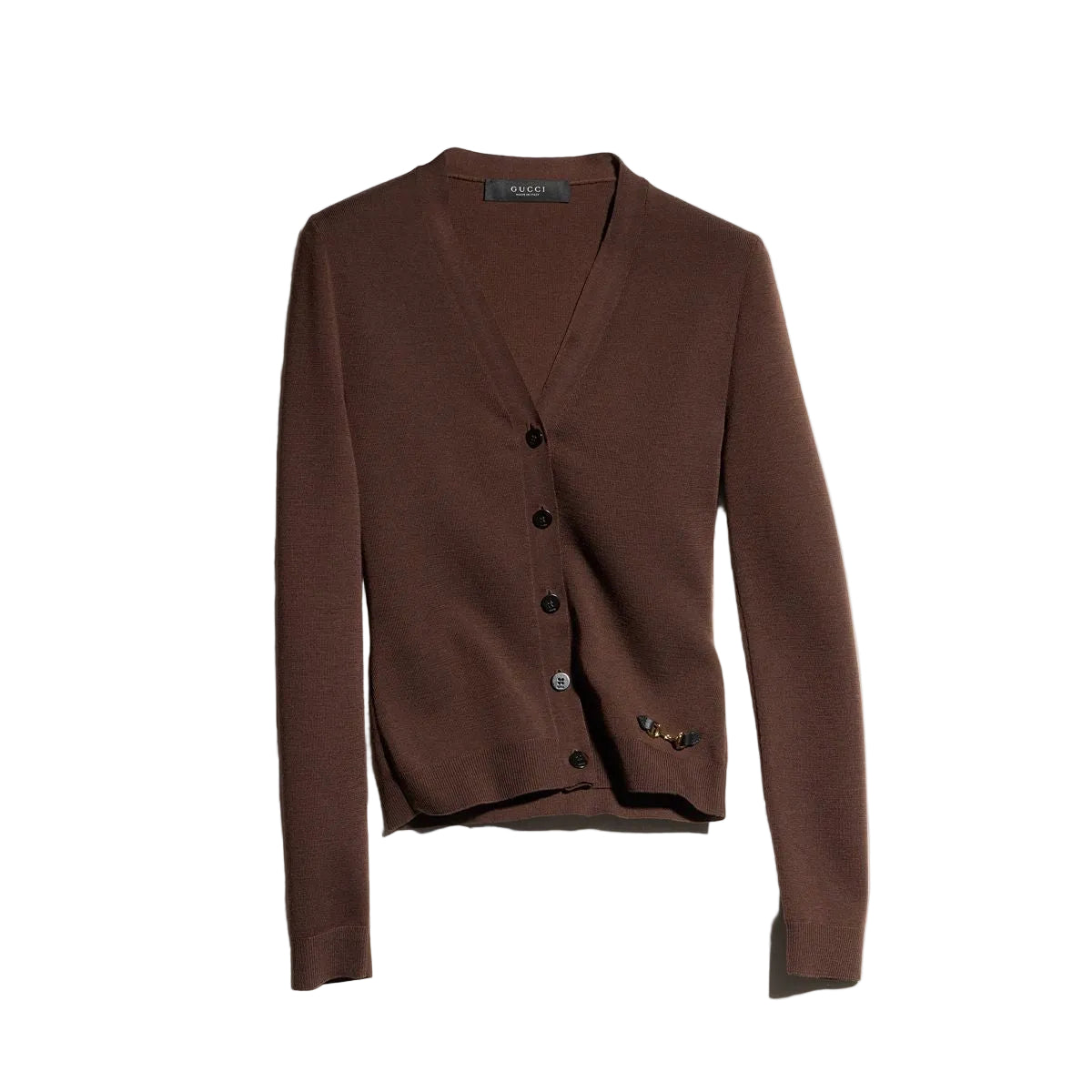 Fine Rib Knit Wool Cardigan with Horsebit-GUCCI-313485-S-Verso