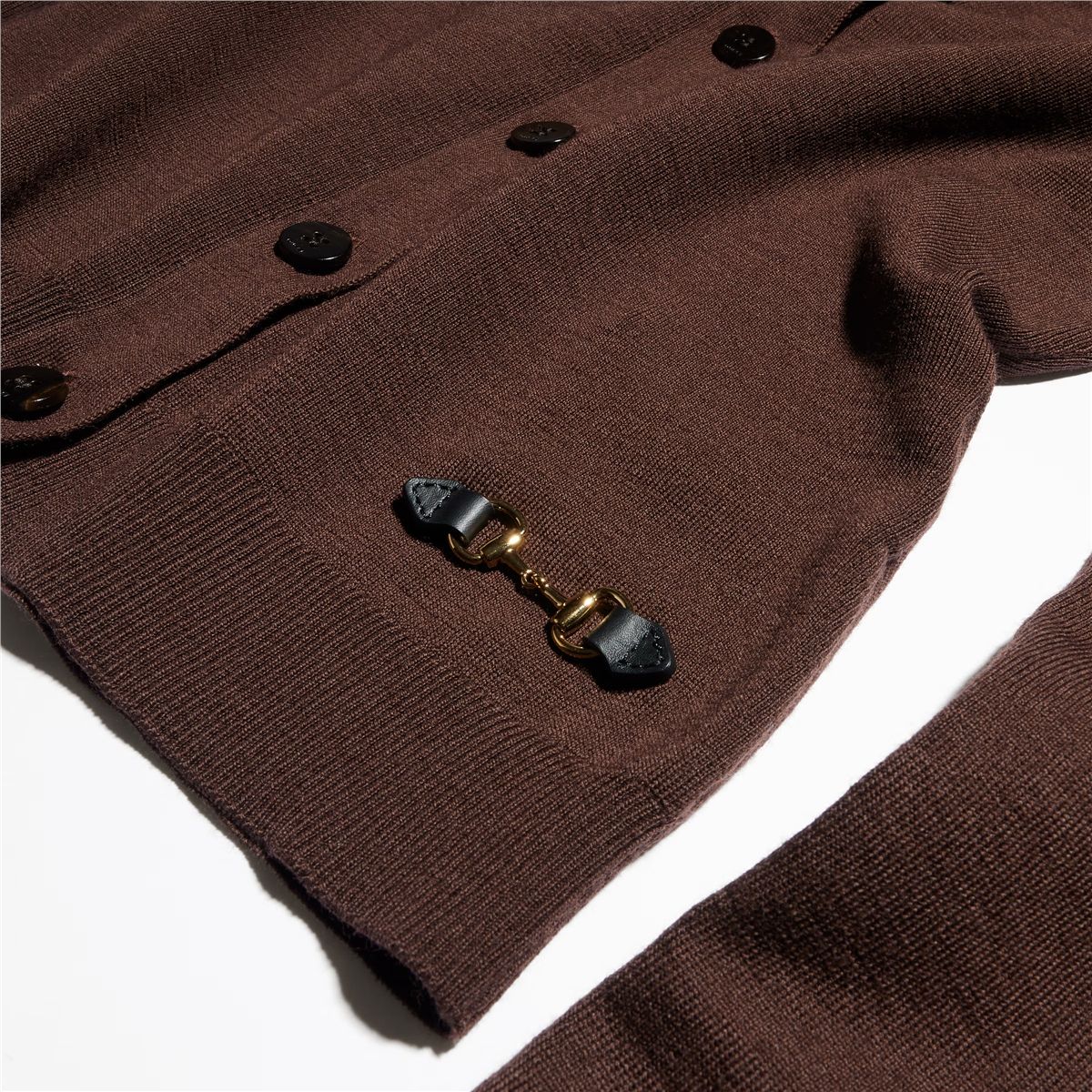 Fine Rib Knit Wool Cardigan with Horsebit-GUCCI-Verso