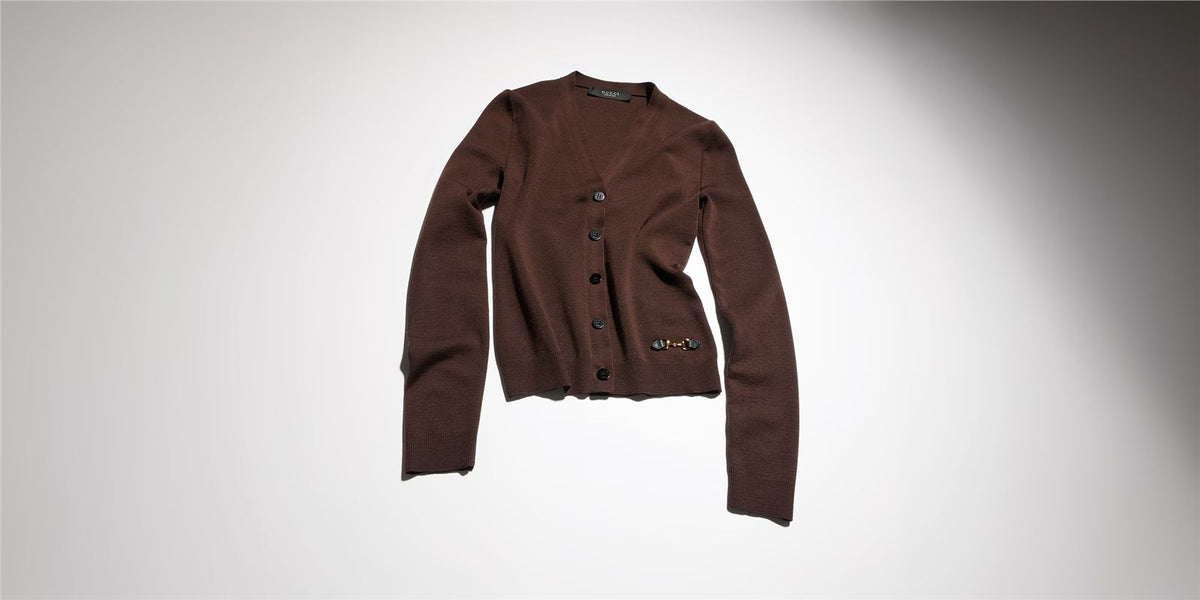 Fine Rib Knit Wool Cardigan with Horsebit-GUCCI-Verso
