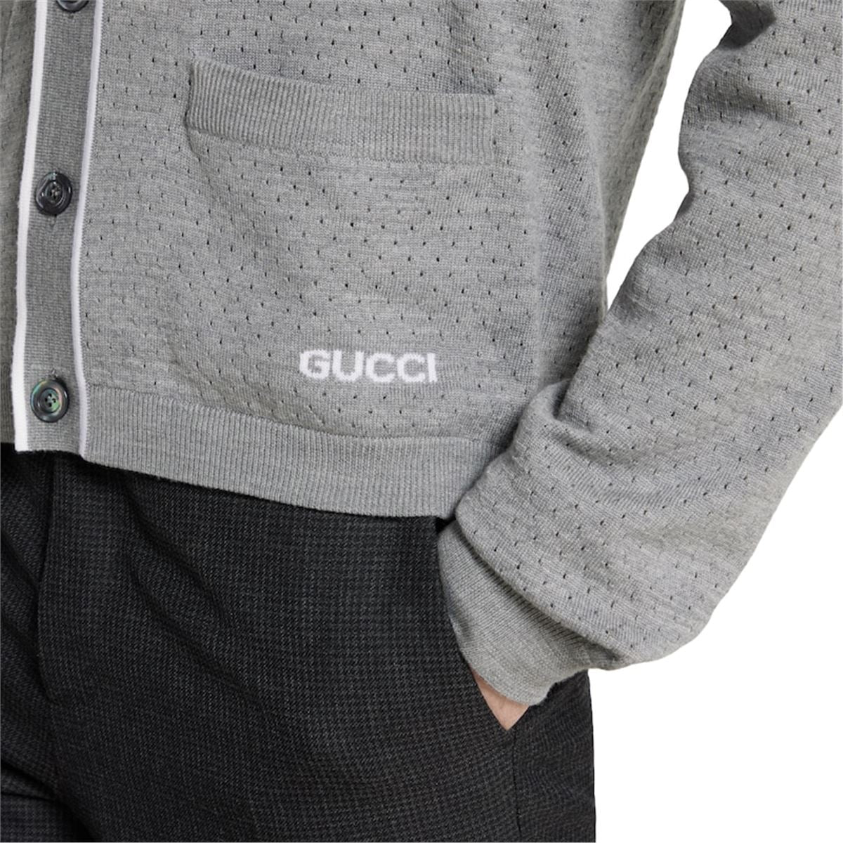 FINE WOOL KNIT CARDIGAN WITH INTARSIA-GUCCI-Verso