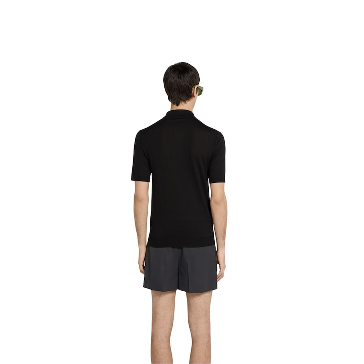 FINE WOOL KNIT POLO TOP WITH INTARSIA - GUCCI - Verso
