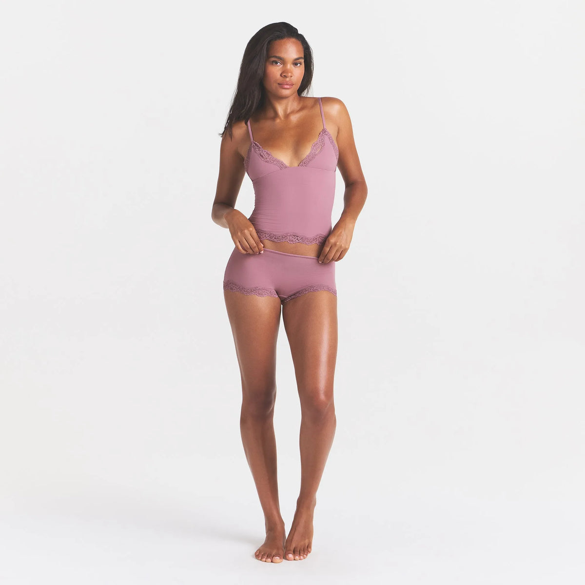 Fits Everybody Lace Triangle Cami and Boy Short Set-SKIMS-Verso