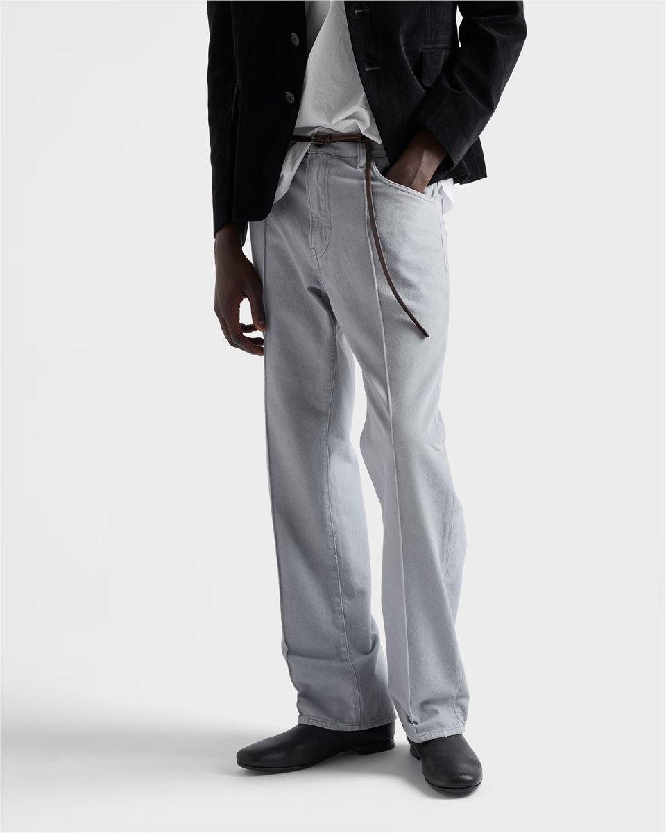 Five-pocket washed denim jeans-PRADA-Verso