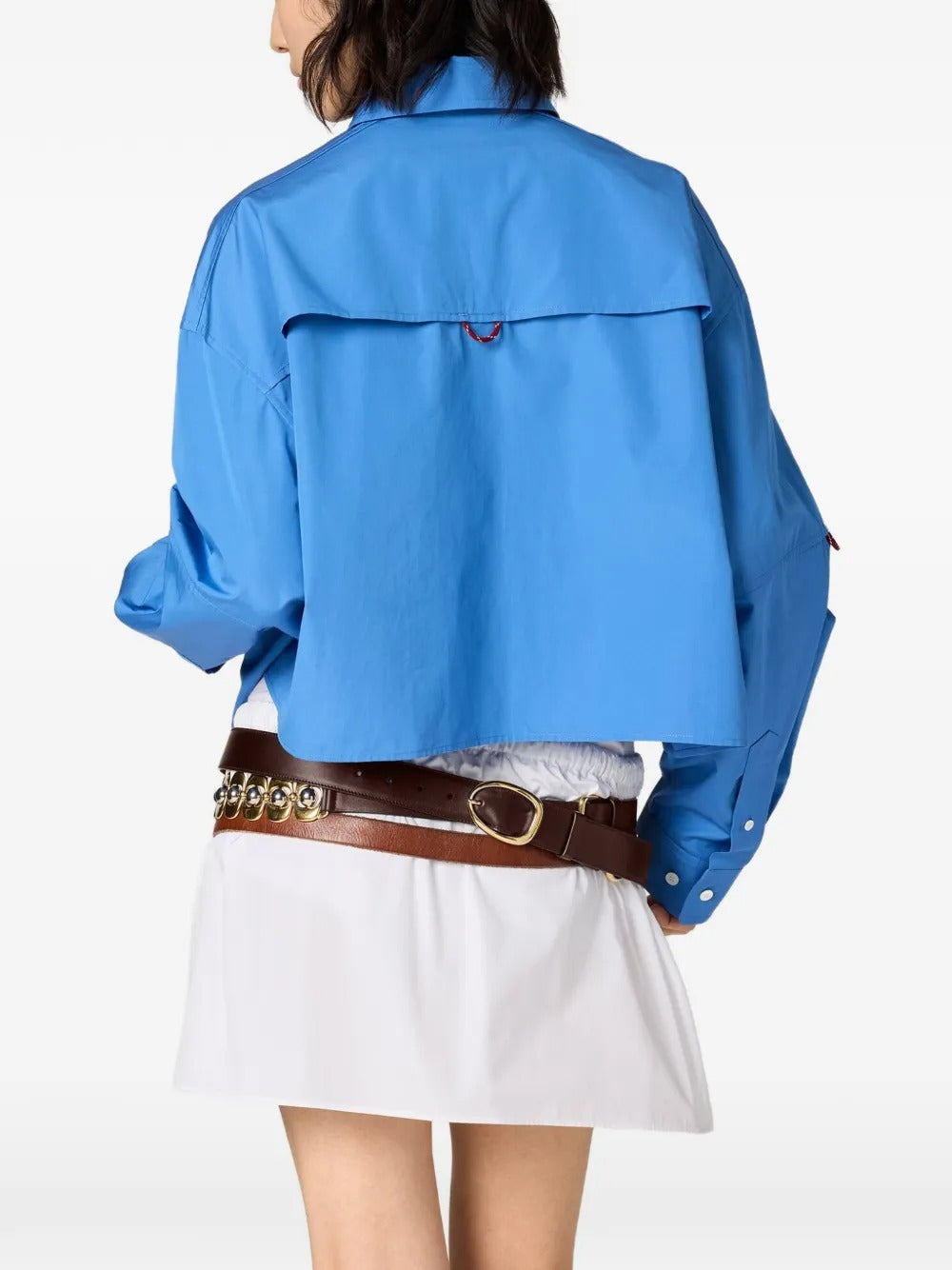 Flap-pockets logo-detail mini skirt-MIU MIU-Verso