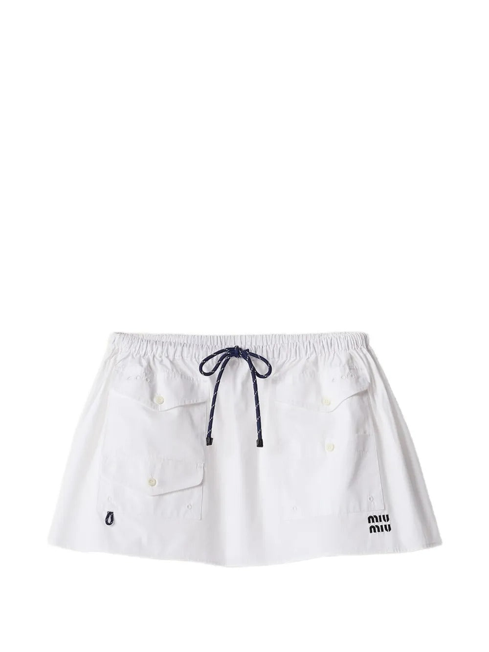 Flap-pockets logo-detail mini skirt-MIU MIU-Verso