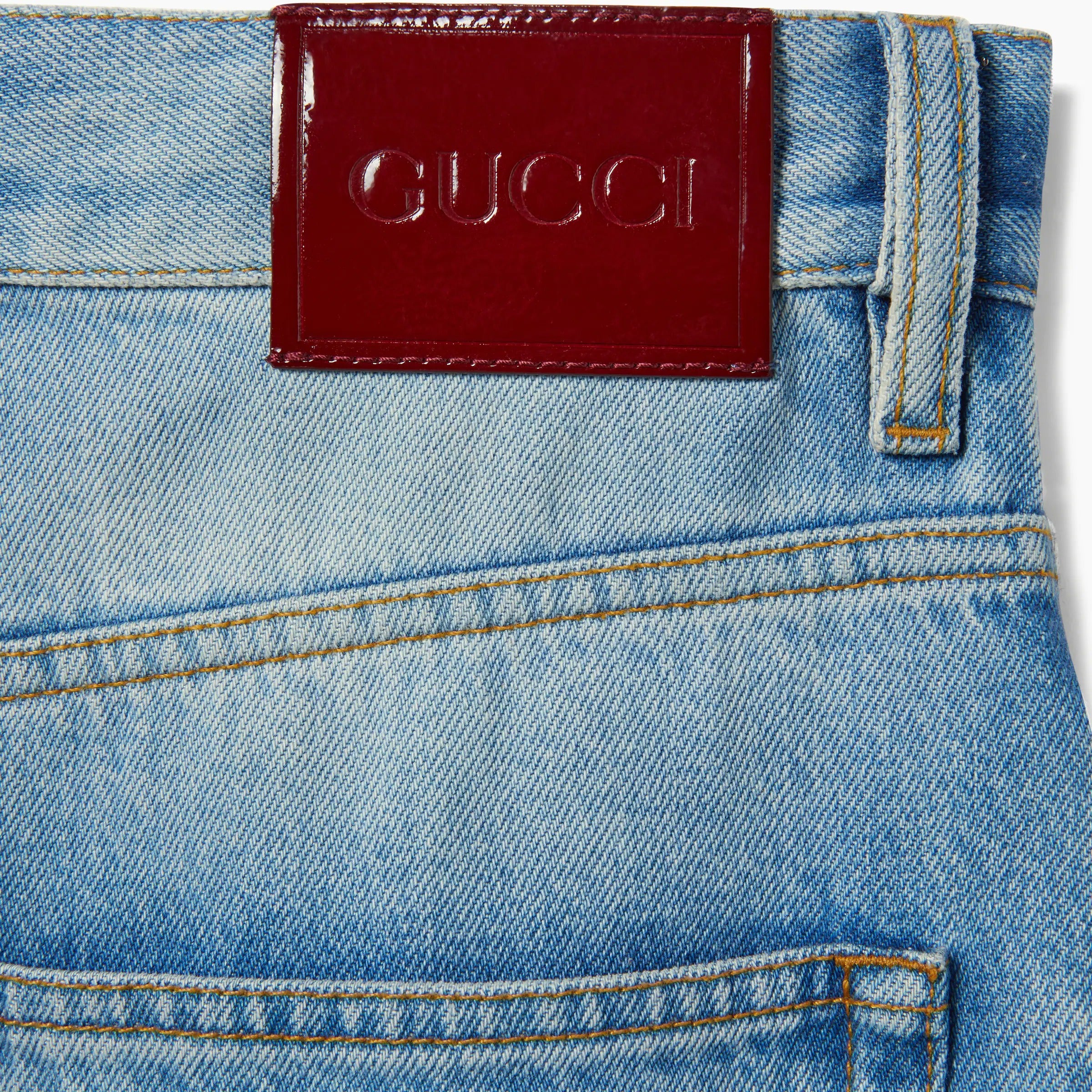 Flared bleached cotton denim trousers-GUCCI-Verso