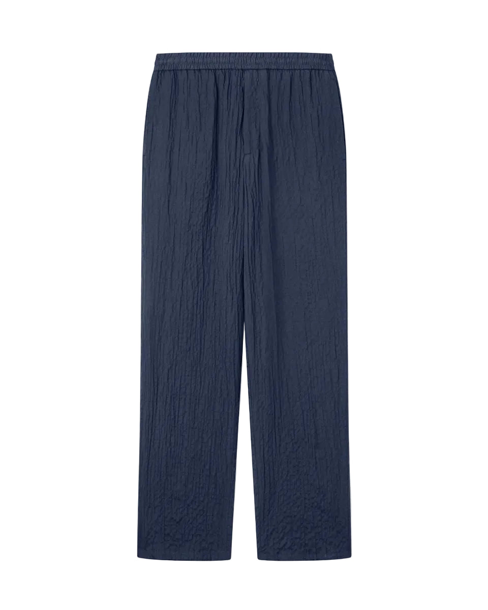 Flat-front Trousers in Lyocell and Silk Froissé